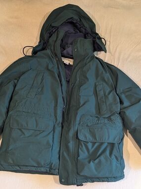 Vintage Eddie Bauer Ridgeline Men's Hooded Puffer Jacket Dark Green W/ Goretex